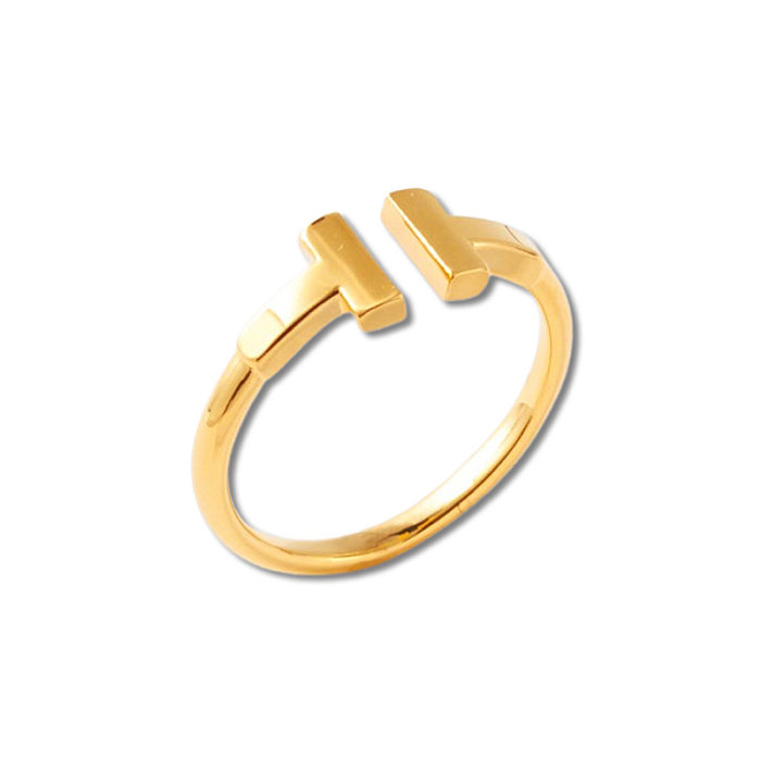 1 Stück einfacher offener Ring mit Buchstabenverkupferung und Inlay aus Zirkon