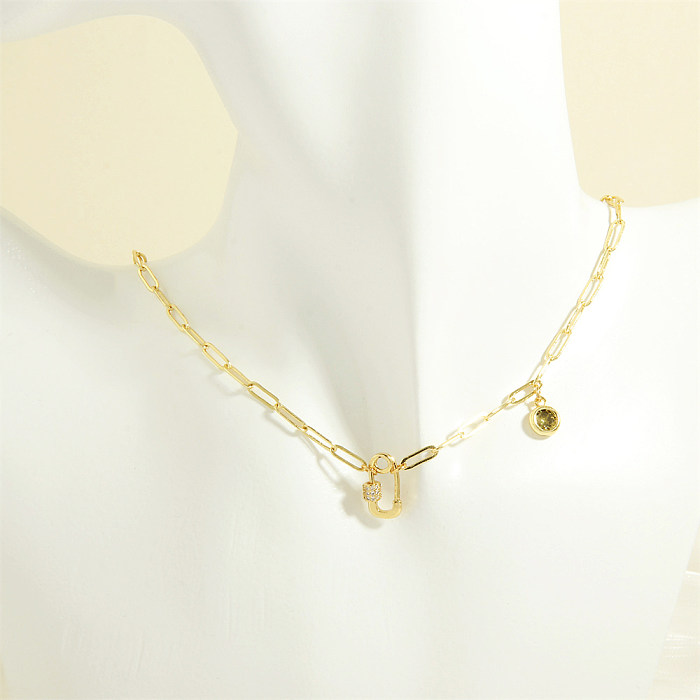 IG Style Simple Style Cross Star Hand Of Fatima Copper Plating Inlay Zircon 18K Gold Plated Pendant Necklace