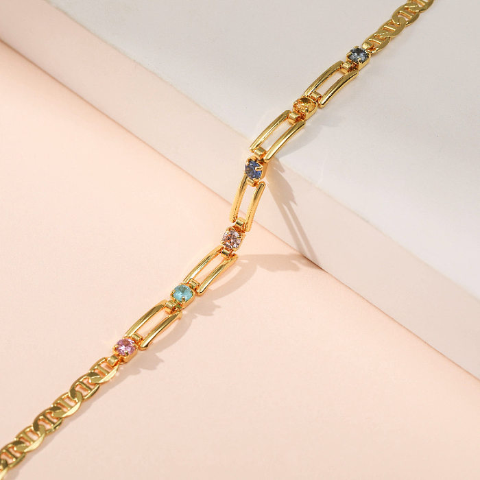 New Copper-plated 18K Real Gold Trend Bracelet Creative Hollow Zircon Temperament Small Jewelry Wholesale