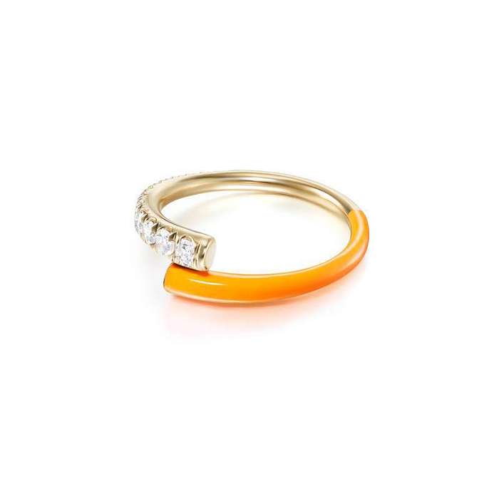 Modern Style Solid Color Copper Enamel Inlay Zircon Open Rings