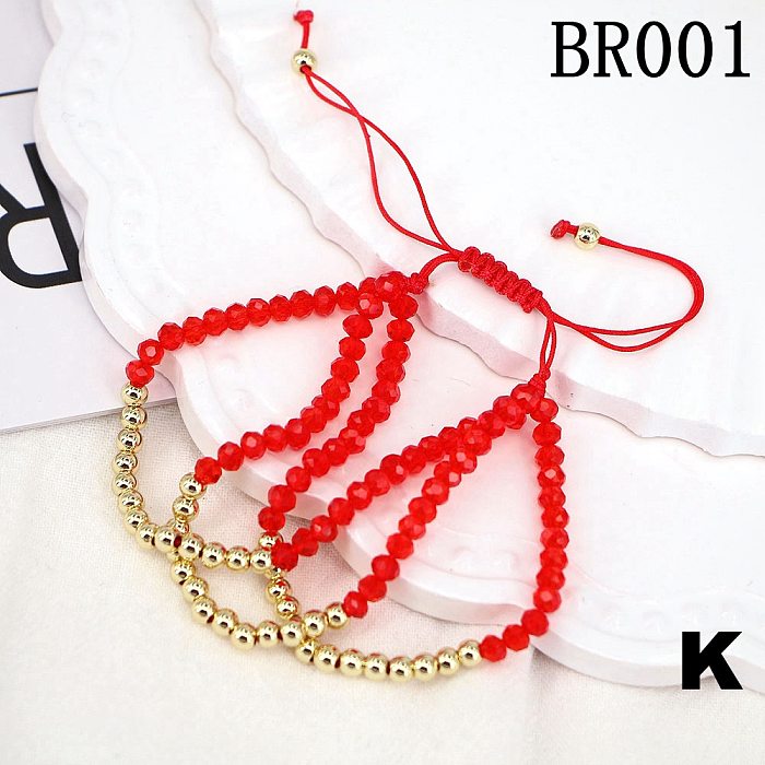European And American Fashion Crystal Copper Beads Adjustable Braided Bracelet