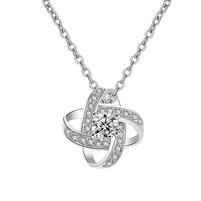 Schlichter Stil, runde Halskette mit ausgehöhlten Diamantohrringen aus Edelstahl