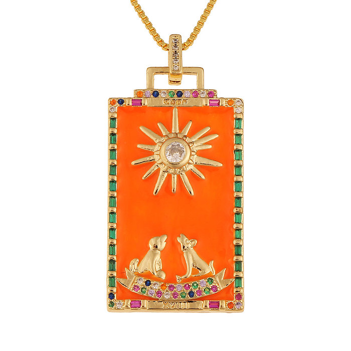 Fashion New Oil Drop Tarot Pendant Copper Zircon Necklace Wholesale jewelry