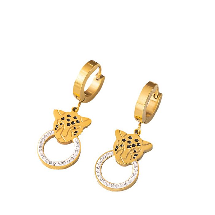 Cool Style Animal Titane Acier Placage Incrustation De Diamants Artificiels Bracelets Boucles D'oreilles Collier