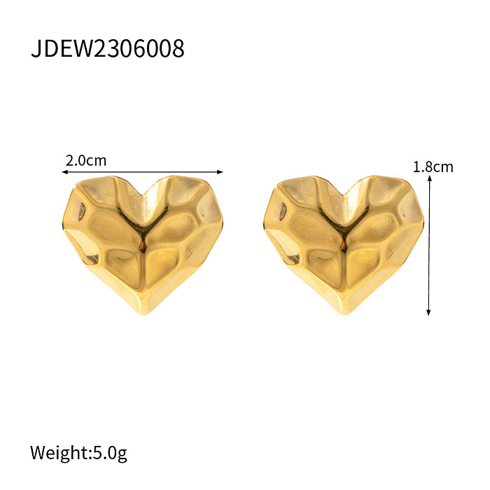 Brincos banhados a ouro 18K com formato de coração estilo IG em aço inoxidável