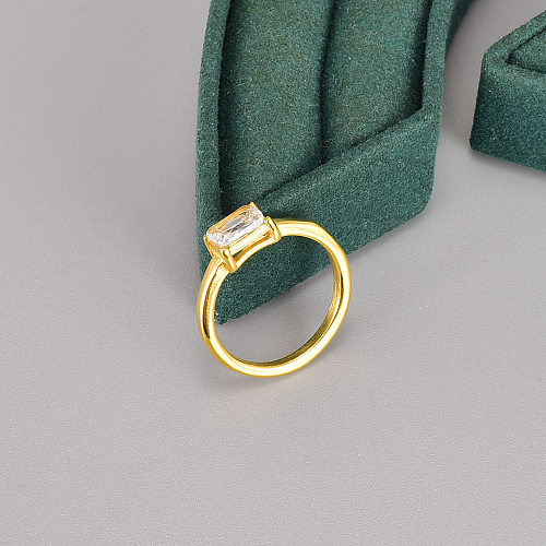 Anéis de zircão com revestimento de aço de titânio geométrico de estilo simples de 1 peça