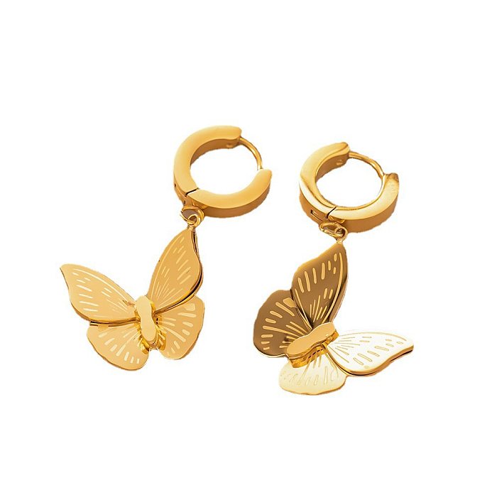 Sweet Butterfly Titanium Steel Plating Earrings Necklace