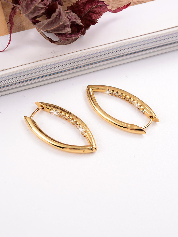 1 Pair Simple Style Geometric Inlay Copper Zircon 18K Gold Plated Earrings