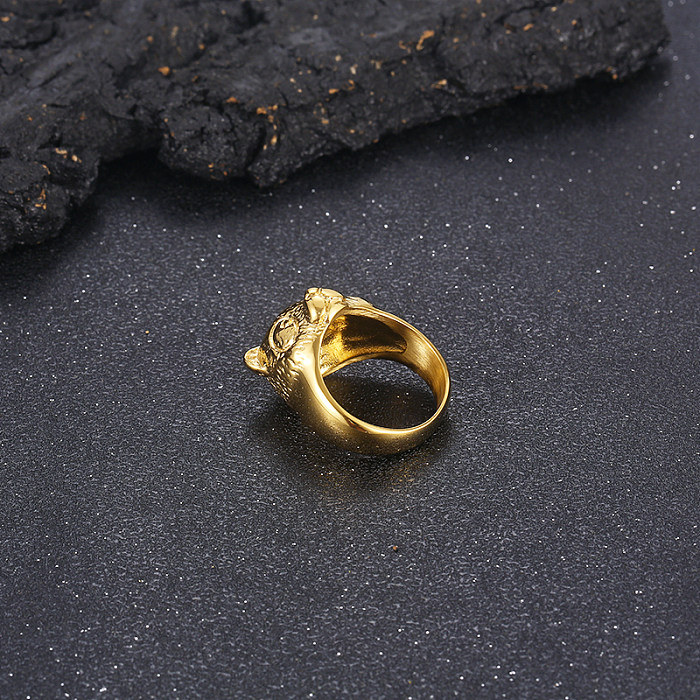 Wholesale Simple Style Bear Solid Color Titanium Steel Polishing Rings