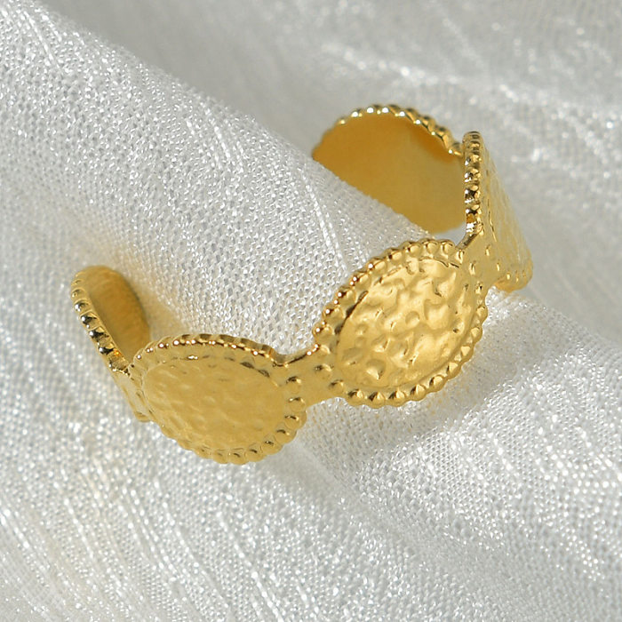 خاتم ذهبي جديد بيضاوي بسيط من الفولاذ المقاوم للصدأ