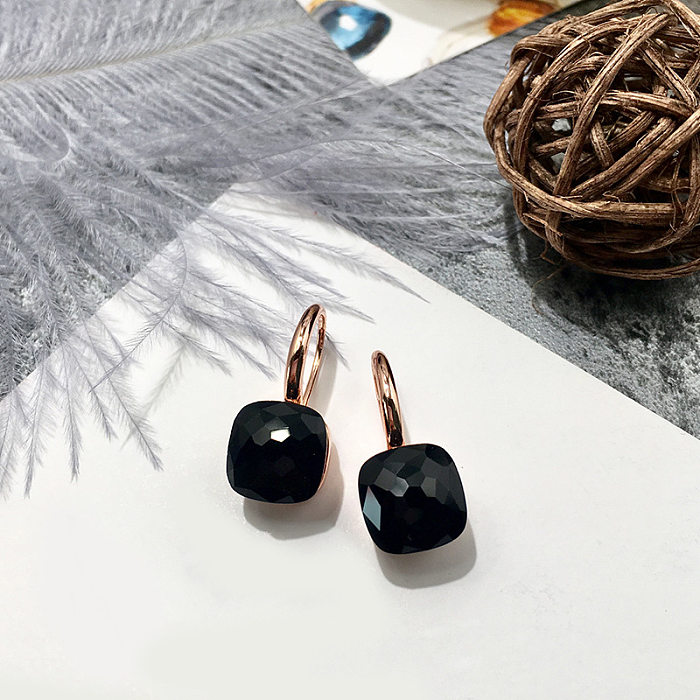 1 Pair Vacation Square Plating Inlay Copper Artificial Crystal Earrings