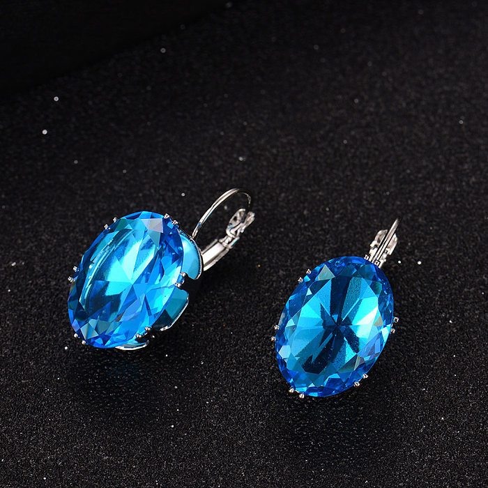 1 Pair Casual Sweet Simple Style Oval Water Droplets Inlay Copper Zircon Ear Studs