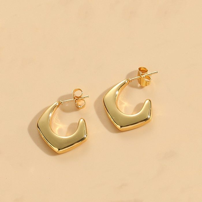 1 Pair Simple Style Classic Style C Shape Plating Copper 14K Gold Plated Ear Studs