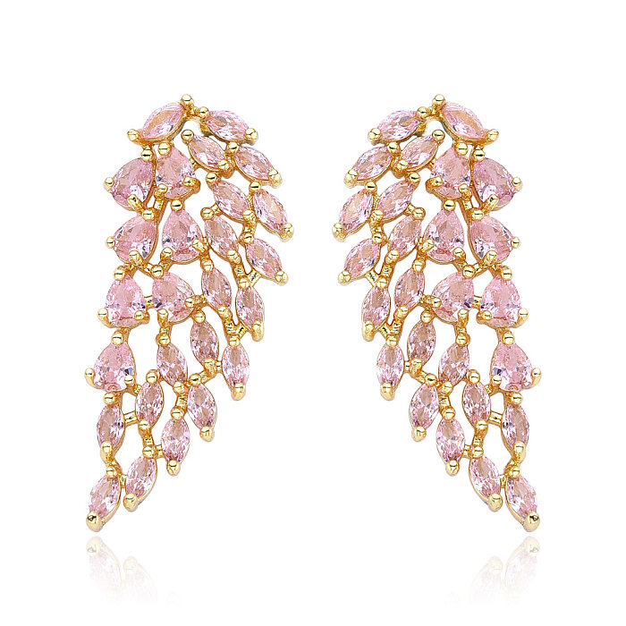 1 Pair Sweet Wings Plating Inlay Copper Zircon Ear Studs