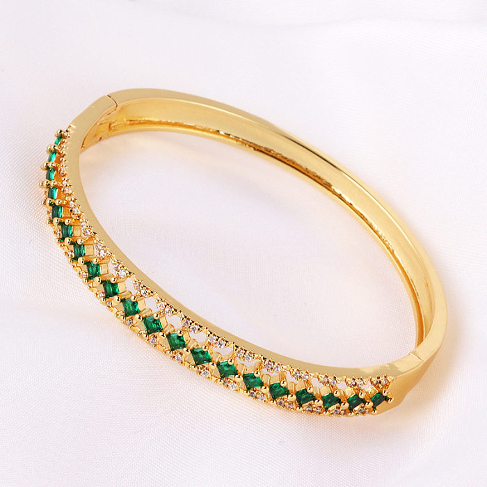 Vacation Round Copper Plating Inlay Zircon Gold Plated Bangle