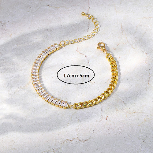 Fashion Square Copper Bracelets Gold Plated Zircon Copper Bracelets 1 Piece