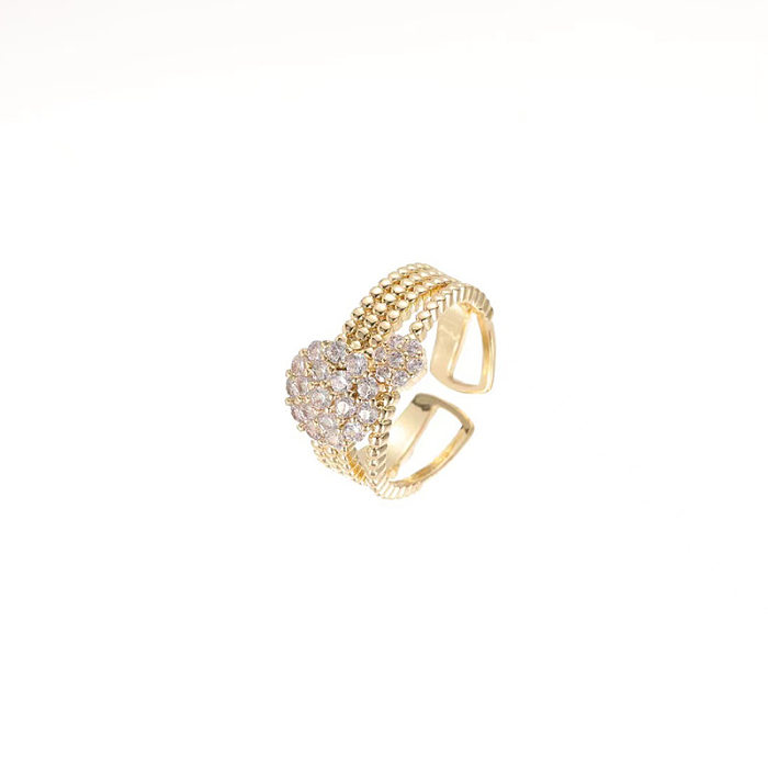 Offene Ringe im modernen Stil mit einfarbigem Kupfer-Inlay und künstlichen Edelsteinen