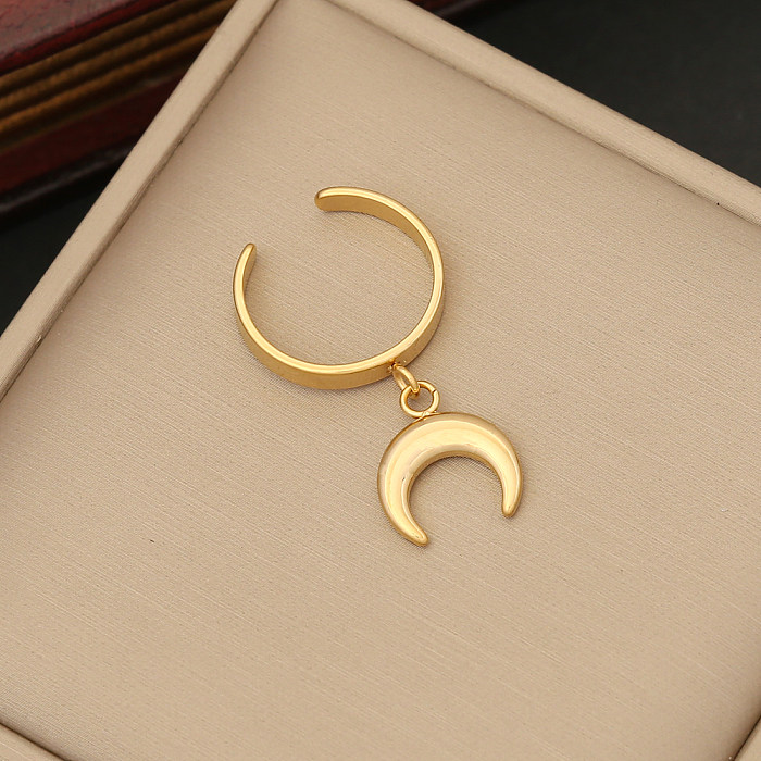 Simple Style Commute Moon Stainless Steel Plating Rings Earrings Necklace