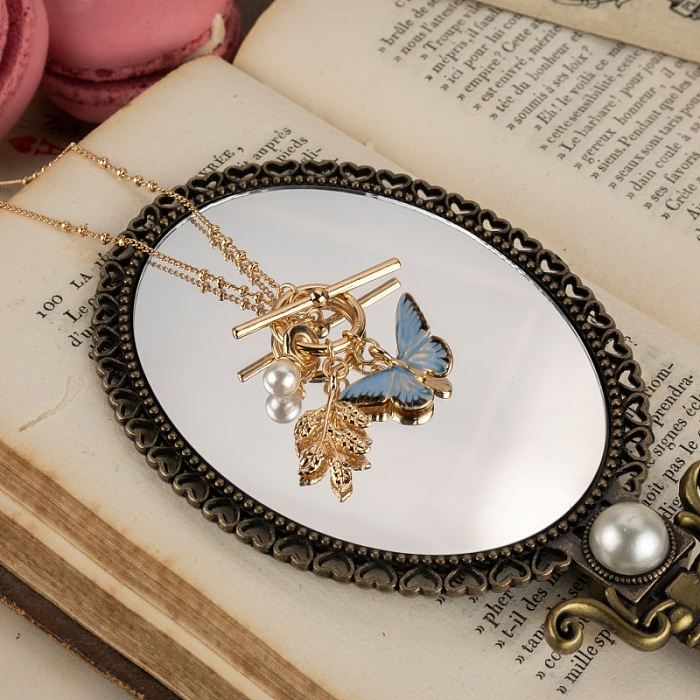 Sweet Butterfly Copper Plating 18K Gold Plated Pendant Necklace