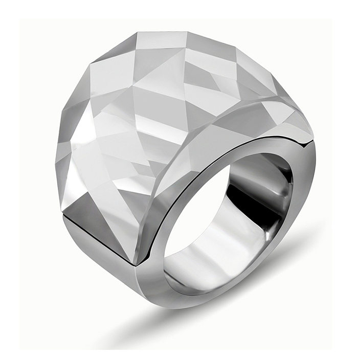 Fashion Retro Men And Women Titanium Steel Crystal Inlaid Rings