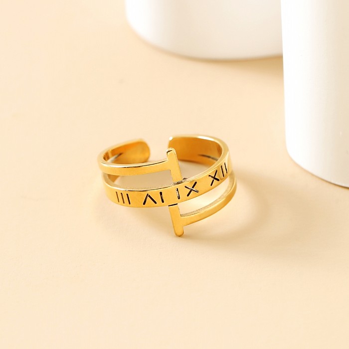Casual Simple Style Letter Stainless Steel Open Rings