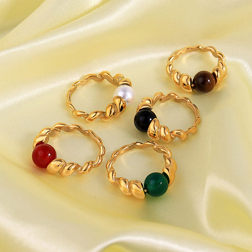 Simple Style Commute Round Stainless Steel 18K Gold Plated Rings In Bulk