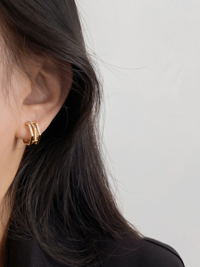 1 Pair Simple Style Irregular Inlay Copper Zircon Earrings