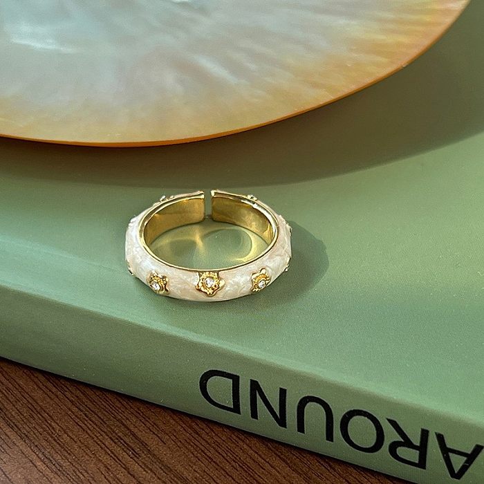 Modern Style Heart Shape Butterfly Copper Inlay Artificial Gemstones Open Rings