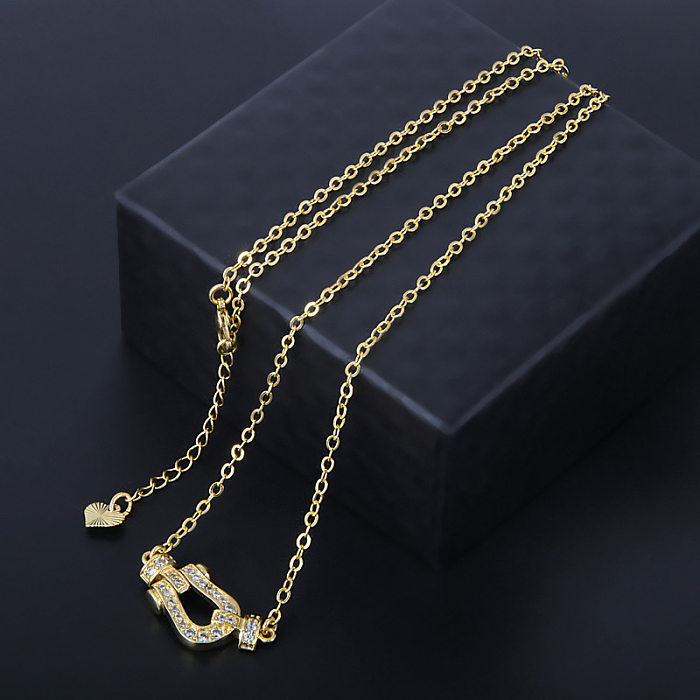 Casual Geometric Copper Gold Plated Zircon Necklace In Bulk