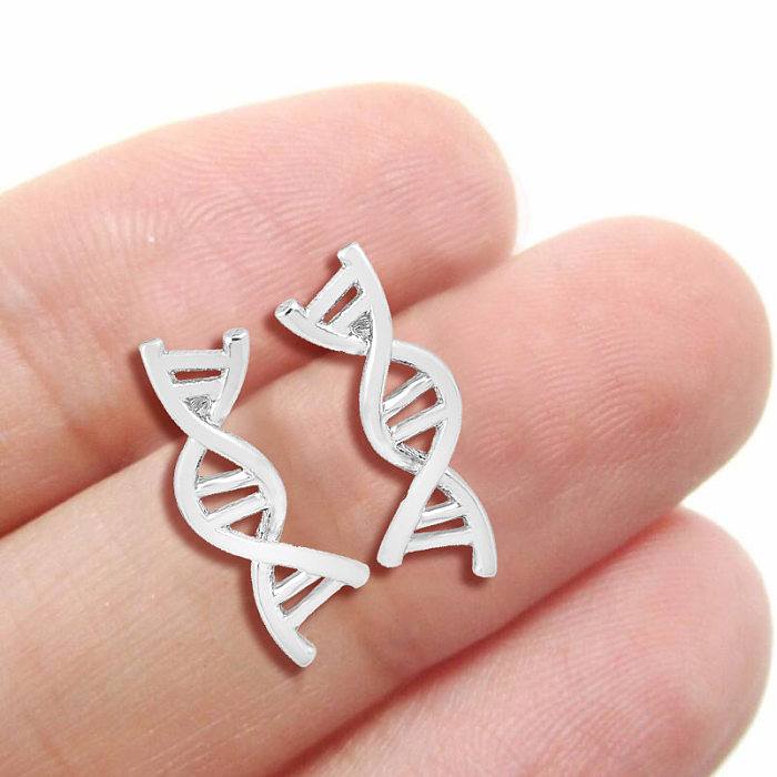 Retro DNA Copper Plating Ear Studs 1 Pair