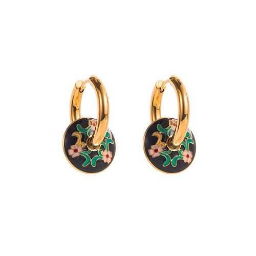 Wholesale Retro Flower Titanium Steel Earrings Necklace