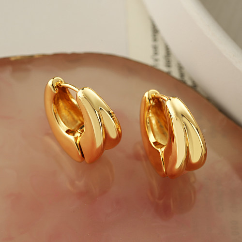 1 Pair Simple Style Geometric Plating Copper 18K Gold Plated Hoop Earrings