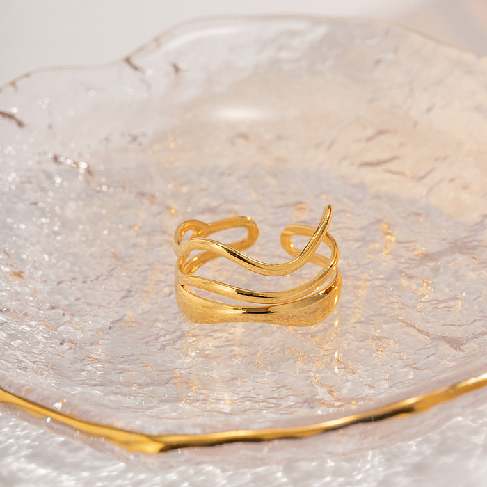 IG Style Waves Edelstahl 18K vergoldeter offener Ring in Großpackung