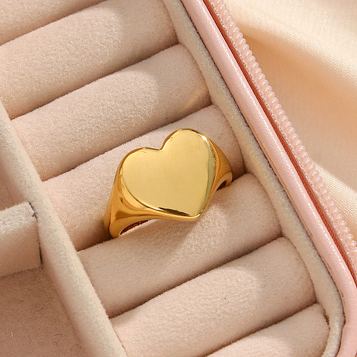 Anéis de aço inoxidável em forma de coração estilo simples Anéis de aço inoxidável