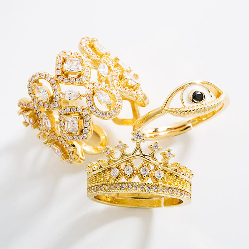 Anillo geométrico de circón Micro-set chapado en oro de cobre de moda accesorios de anillo de tendencia Simple