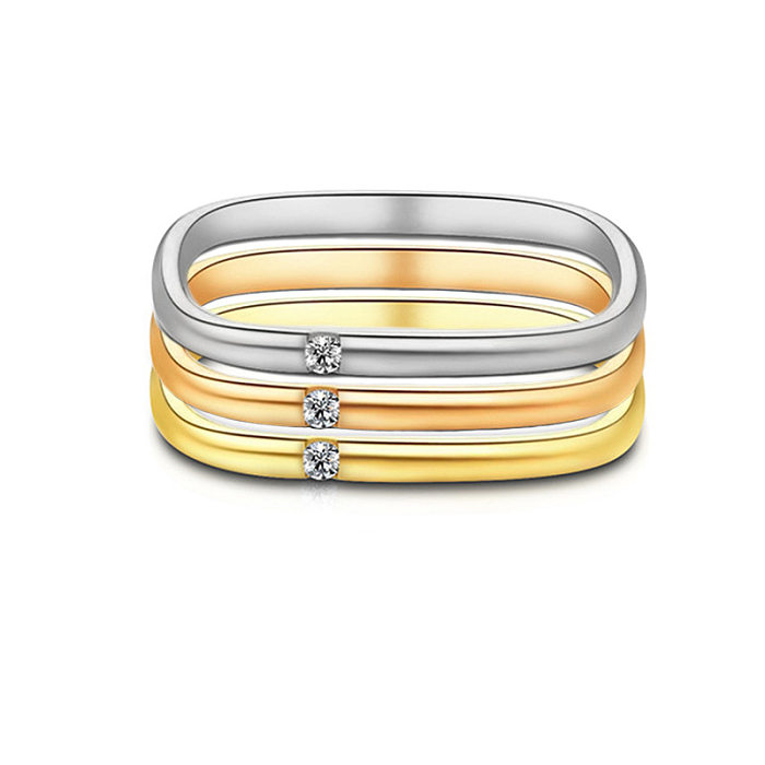 Anillo cuadrado pequeño de oro y acero de titanio, joyería Popular, anillo cuadrado de acero de titanio