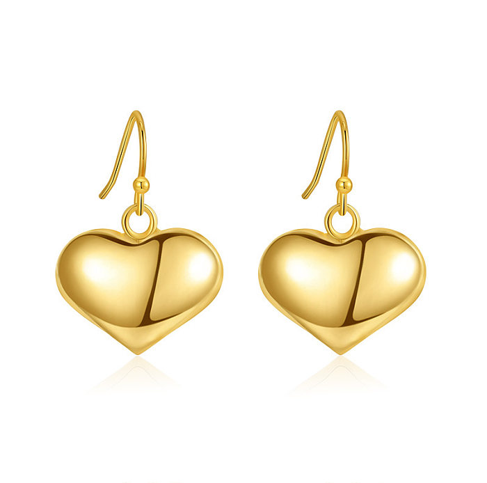 1 Paar elegante Damen-Ohrhaken in Herzform aus 18 Karat vergoldetem Kupfer