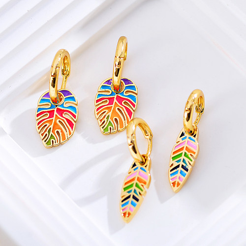 1 Pair Lady Tree Plating Copper Gold Plated Earrings