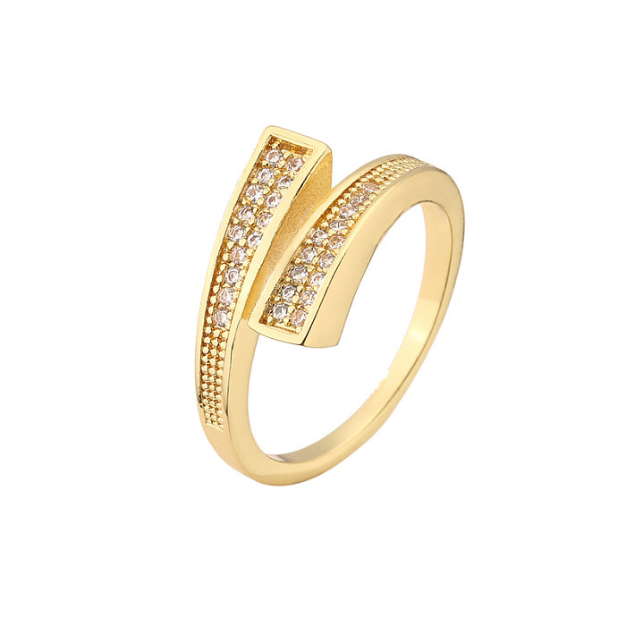 Fashion Snake Copper Gold Plated Inlay Zircon Open Ring 1 Piece