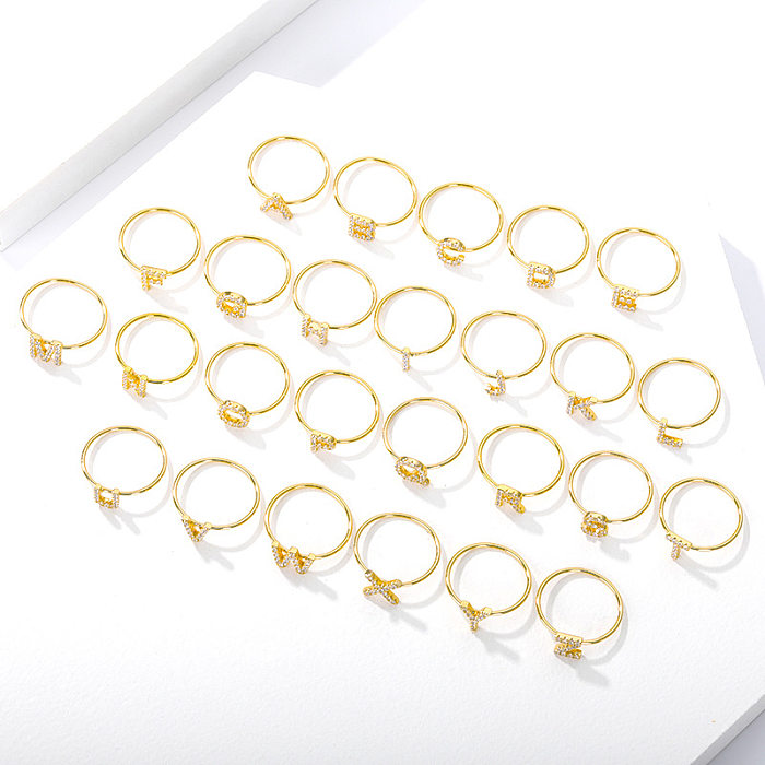 Anéis de zircão embutidos de aço inoxidável com letras de estilo simples 1 peça