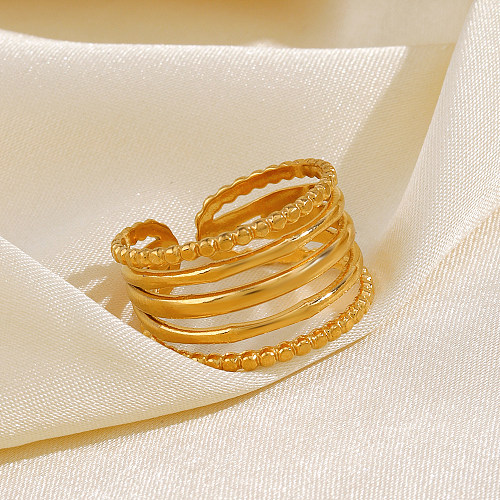 Simple Style Classic Style Lines Stainless Steel Plating 18K Gold Plated Open Rings