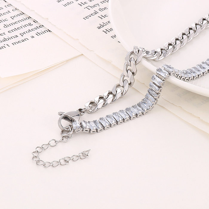 Mode geometrische Titan Stahl Beschichtung Zirkon Armbänder Halskette 1 Stück