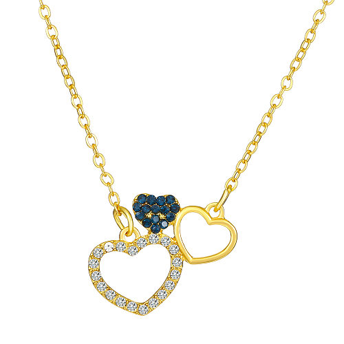 1 Piece Fashion Heart Shape Copper Inlay Artificial Diamond Pendant Necklace
