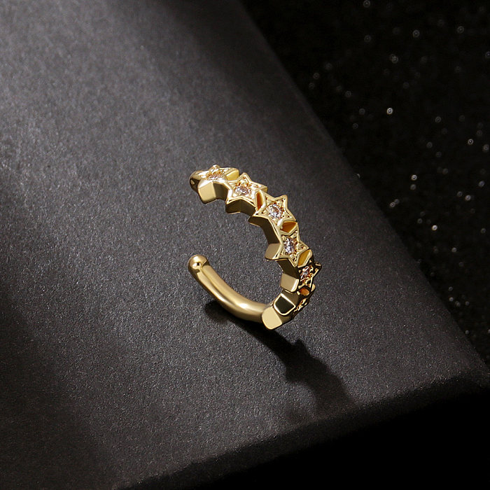 1 Piece Sweet Star Copper Inlay Zircon Ear Clips