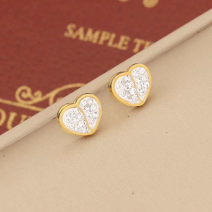 Fashion Heart Shape Stainless Steel Plating Inlay Zircon Bracelets Earrings Necklace
