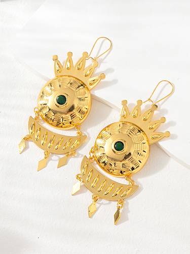 1 Pair Vintage Style Solid Color Plating Inlay Copper Zircon 18K Gold Plated Drop Earrings