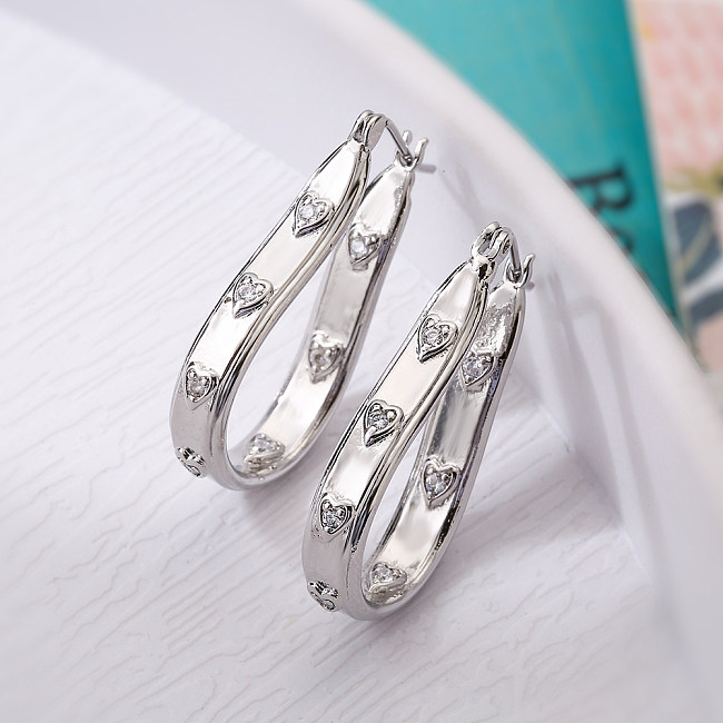 1 Pair Simple Style Commute Solid Color Inlay Copper Zircon Earrings