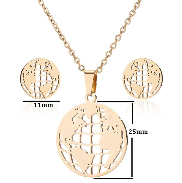 1 Juego de collar y pendientes geométricos chapados en acero de titanio, a la moda