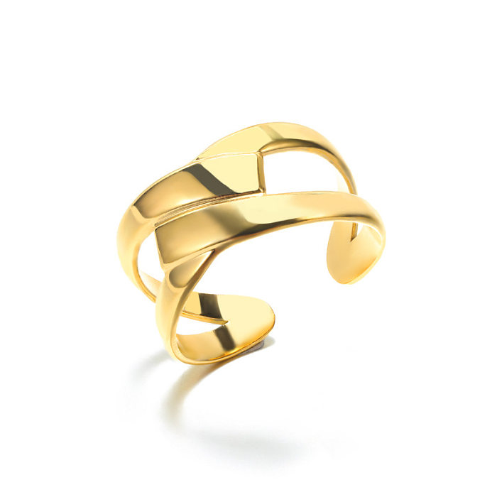 1 peça de anel aberto geométrico de aço inoxidável da moda
