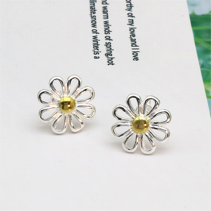 1 Pair Simple Style Chrysanthemum Plating Copper Ear Studs
